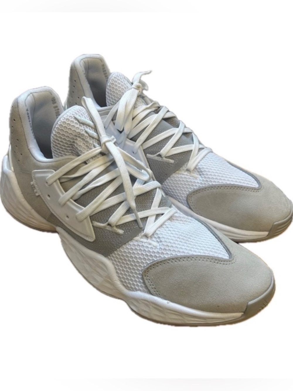 Adidas James Harden Vol 4 White Gray Basketball Shoes Mens Size 14 EF9653